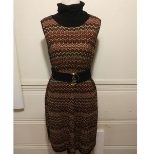 INC Retro Mod Gold Squiggle Belt Dress XL